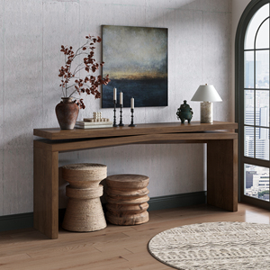 Solid Wood Veneer Console <b>Table</b> 65 Inch Long Farmhouse Entryway Sofa <b>Table</b> For Living Room Hallway Behind Couch Apartment - Product Image 3