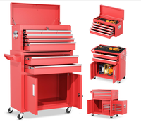 Armoire de rangement d'outils roulants à 8 tiroirs Emballage amélioré Boîte à outils en métal détachable pour atelier de garage Couleur rouge