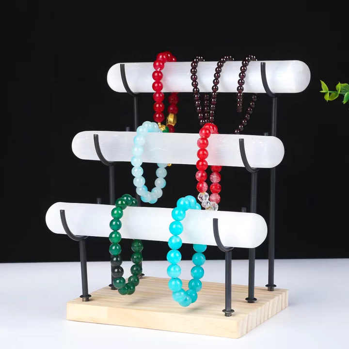 新品 セレナイト 天然石ブレスレット台座 3段2台 3層セレナイト