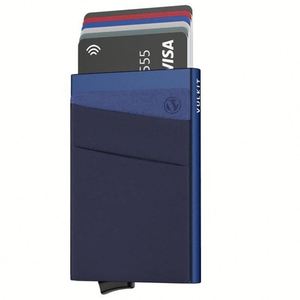 Minimalist Slim Rfid Blocking <b>Metal</b> Card Holder Pop <b>Wallet</b> With Front Pocket for Money - Product Image 1