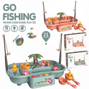 Cycle de musique légère pour enfants hors de l'eau plate-forme de pêche rotative électrique piscine de pêche ensemble de jouets de jeu d'eau