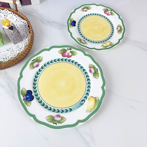 High-end Hotel Restaurant Bone China Flat Plate Ceramic Western Steak Plate Fruit Pattern Platter - Product Image 3