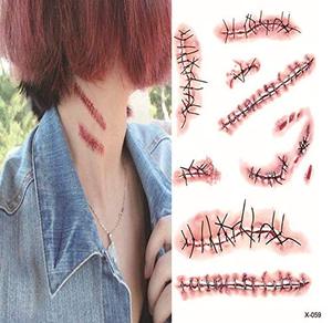 Tatuaje Realista Halloween Tatuajes Temporales Pegar Tatuajes Pegatina Herida Puntadas Cicatriz Pegatina Especial Fiesta - Product Image 1