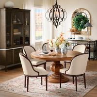 Table à manger ronde extensible en bois massif de style traditionnel français pour la maison, l'hôtel, la villa