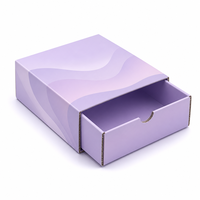Boîte à tiroir rigide de luxe avec logo personnalisé, texture ondulée violette, pour emballage de cosmétiques, de produits de beauté et de soins de la peau, boîte cadeau en papier coulissante, vente en gros