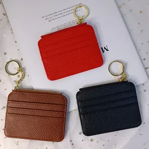 अशुद्ध चमड़े टिकाऊ महिलाओं Minimalist हस्तनिर्मित आईडी क्रेडिट कार्ड बटुआ चाबी का गुच्छा कार्ड धारक छोटे मनके सिक्का पर्स
