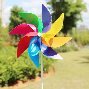 16cm acht blättrige achtfarbige Plastikspielzeug-Windmühle für Kinder Garten-Patio-Dekorations windmühle im Freien - Product Image 5
