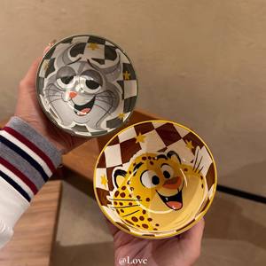 Zootopia Cartoon Ceramic <b>Bowl</b> <b>Set</b> Of 4 Round Dinnerware Gift Box For Birthday Party Tableware Decorations - Product Image 1