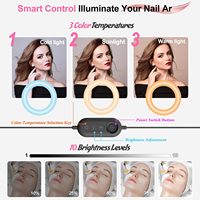 Lampe de bureau LED demi-lune pour ongles 29 pouces, lampe de table pour technicien des ongles avec support de téléphone, 3 modes de couleur, 10 niveaux de luminosité, pour salon