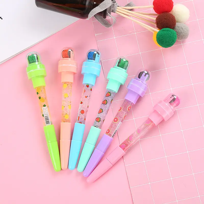 Modelli personalizzati penna con sigillo rotante autoinchiostrante penna con timbro carino a bolle magiche multiuso per bambini
