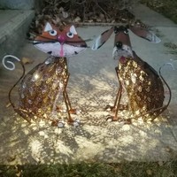 Oniya Niedliche Solar-Katzen- und Hundestatue Gartenbeleuchtung Lustige Tierskulptur Gartendekoration Geschenk für Tierliebhaber Terrasse Rasen