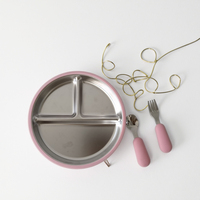 2025 enfants en acier inoxydable 304 plaque Silicone ensemble de manger pour enfants Design moderne comprenant une cuillère fourchette pour bébé