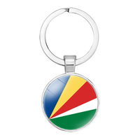 Porte-clés Drapeau des Seychelles en Verre de Qualité, Accessoire de Sac, Pendentif, Anneau Porte-clés, Design National des Pays, Personnalisé, Vente en Gros à Bas Prix