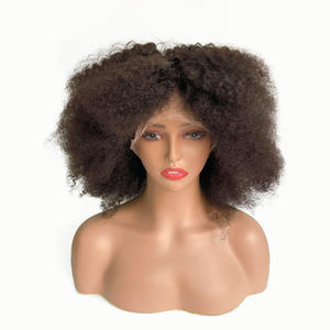Parrucche di capelli umani naturali da donna nere <span class=keywords><strong>Afro</strong></span> elastiche in pizzo pieno - Product Image 1