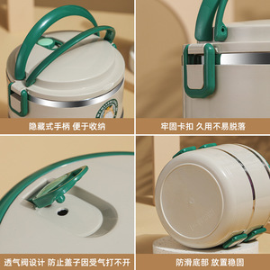 Boîte à <span class=keywords><strong>bento</strong></span> multicouche en acier inoxydable 304 belle boîte à lunch ronde pour étudiants boîte à lunch portable isolée - Product Image 4