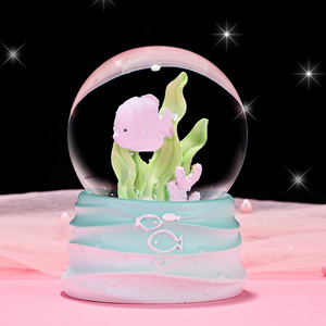 Boule de cristal créative en résine, <span class=keywords><strong>monde</strong></span> sous-marin lumineux, petits poissons et coquillages, cadeau pour enfants, petite veilleuse de dessin animé - Product Image 4