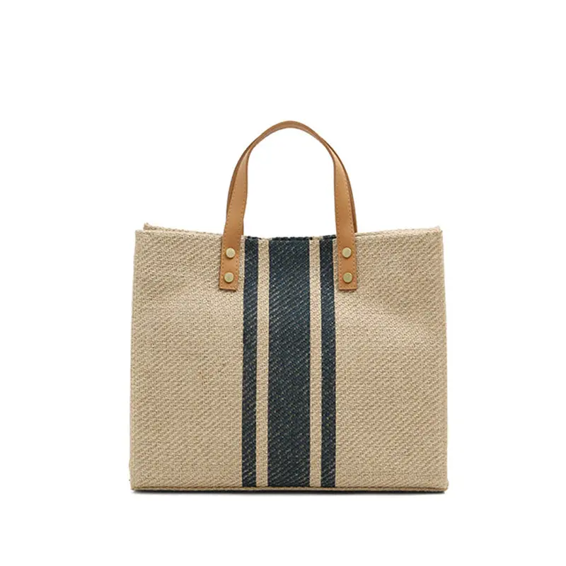 Sacs de plage en Jute laminé pour femmes, fourre-tout, populaire, tendance, Style coréen, pour la plage