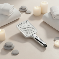 Douche à main moderne 4 modes, légère, durable, avec panneau carré-rond chromé, installation facile pour salle de bain