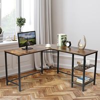 Bureau d'angle convertible moderne en forme de L avec armoire de rangement durable, poste de travail pour la maison ou le bureau