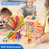 Jeu de tirage de bâtonnets HTL : Ne laissez pas tomber la balle ! Jeu de dés à couleurs assorties et planche d'équilibre pour enfants et fêtes