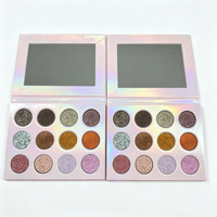 Palette de fards à paupières duochrome 12 teintes avec logo personnalisé, palette à marque privée avec miroir, plusieurs couleurs disponibles pour la vente en gros
