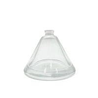 Flacon de parfum en verre transparent en forme de pagode conique, flacon de décontamination d'échantillons avec bouchon en bois et pulvérisateur à pompe.