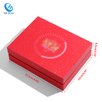 Boîte en carton rouge personnalisée pour célébration d'anniversaire, boîte à cadeaux télescopique à couvercle supérieur, emballage en deux pièces, vente en gros