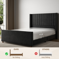 Cadre de lit en bois de chêne moderne et luxueux en velours doux, réglable, pour lits doubles, queen et king size, capacité de charge de 450 kg, durable, pour chambre à coucher