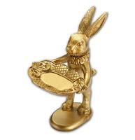 Kleine goldene Hasen figur Schmuck Ring Tablett dekorative Ostern Kaninchen Statue Ornament Tiers kulptur Home Tisch dekoration