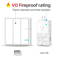 10A 3 Gang Mur Smart Switch avec Mini Récepteur Télécommande Maison Bureau Hôtel Plafonnier LED Pas de Câblage IP66 Étanche