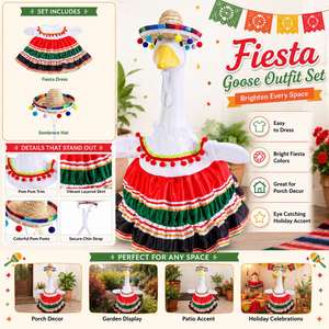 Disfraz de Fiesta, Vestido Mexicano, Sombrero de Paja, Estatua de Ganso para Jardín, Ropa, Decoración para Fiestas y Jardín - Product Image 4