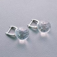 Boucles d'oreilles pendantes élégantes pour femmes avec boule de cristal 10mm 12mm 14mm, boules en verre transparent haute transparence, bijoux de mode