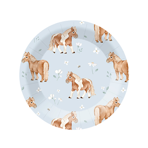 DAMAI - Platos, Vasos y Servilletas Desechables de Papel con Diseño de Poni Marrón, para Fiestas - Product Image 5