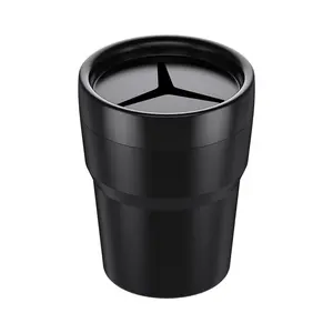 Black Mini Portable Cylindrical Polished smart trash can Mini Car Litter Bin Auto Garbage Bin with car trash can