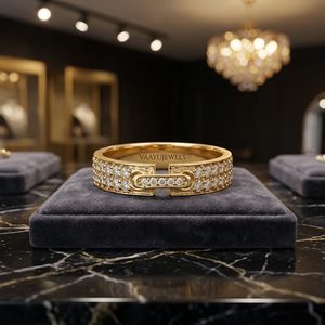 Bague de luxe pavée de diamants de laboratoire, plaquée rhodium, avec fermoir, en or 10K 14K 18K, argent 925 935, bijoux fins modernes et audacieux - Product Image 1