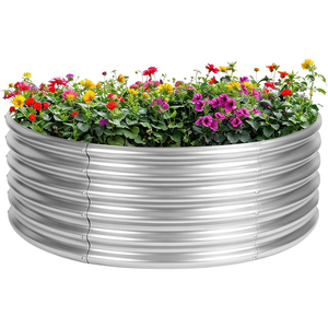 เตียงยกสูงทำจากเหล็กชุบสังกะสีทรงกลมกล่องปลูกต้นไม้กลางแจ้งสำหรับปลูกผักทำสวน - Product Image 3