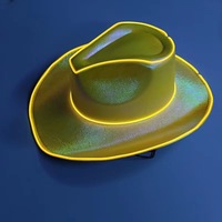 Cappello da Cowboy Luminoso Fai-da-Te per Natale e Halloween, Cappello a Cilindro LED Luminoso per Matrimoni, Feste di Compleanno, Costumi e Accessori da Ballo