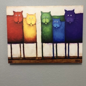 100% Hand Painted Abstract <strong>Pussy</strong> Oil Painting on Canvas Lovely rainbow Cat Abstract Cat <strong>Pussy</strong> Oil Painting - Product Image 4