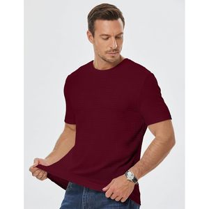 T-shirt pour homme FOXA, coupe ajustée, manches courtes, col rond, tricot texturé, vêtements décontractés - Product Image 2