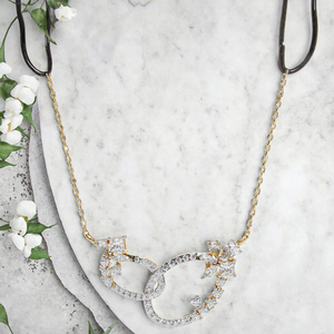 Collier infini en or massif 18 carats pour femme, diamant taille princesse, certifié GIA, bijoux de luxe pour mariage - Product Image 2