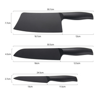 Coffret de 3 couteaux de cuisine antiadhésifs avec manche creux en acier inoxydable, couteau utilitaire, Santoku, couteau à découper, couteau de chef pour les cuisiniers à domicile