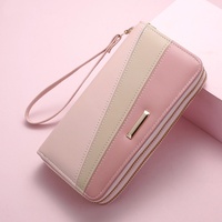 Dompet Panjang Wanita Model Vintage dengan Ritsleting, Bahan Kulit PU, Multifungsi, Dompet Koin Kecil dengan Banyak Slot Kartu