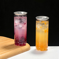 Transparante PET plastic blikjes met gemakkelijk te openen trekringdeksel, voedselveilige drankenfles voor sap, smoothie, boba, groothandel, bulk, op maat gemaakt