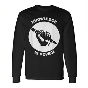 Camiseta de manga larga con diseño de declaración política: El conocimiento es poder - Product Image 2