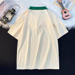 Camisetas Unisex de 230 GSM al por Mayor, de Algodón, con Estampado de Letras en Color de Contraste, Estilo Deportivo, Polo Oversize con Cierre de Cremallera de un Cuarto - Product Image 5