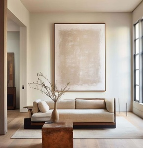 Grande Quadro Astratto Beige Testurizzato Neutro Fatto a Mano con Cornice Stile Wabi Sabi, Pittura a Olio su Tela Boho, Arte da <span class=keywords><strong>Parete</strong></span> per <span class=keywords><strong>Soggiorno</strong></span> e <span class=keywords><strong>Decorazione</strong></span> Casa - Product Image 2
