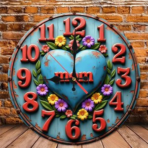 Round Wooden <b>Wall</b> <b>Clock</b> 25cm Simple Line Art <b>Silent</b> Home Living Room Decor - Product Image 4