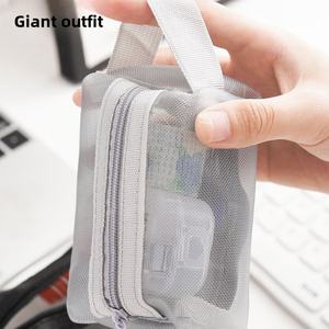 Mesh Cosmetics Bag <b>Mini</b> Portable and Cute Pattern Zipper Pocket for Coin Headphone Data Cable Lipstick Made of <b>PC</b> Material - Product Image 3