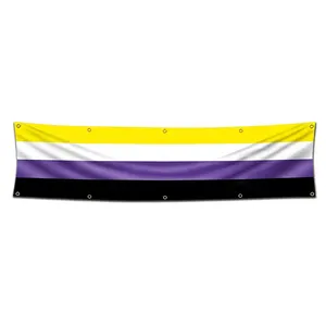 Bandera con palabras de diseño de tu propio logotipo, cartel no binario de 2x8 pies, 10 ojales de latón para habitación al aire libre, cueva de hombre - Product Image 1