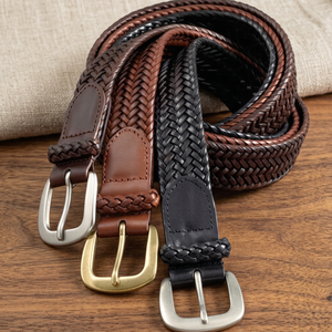 Cinturón de Cuero Genuino Ecológico para Hombre, con Hebilla de Acero, Estampado de Serpiente por Transferencia Térmica, Diseño Vintage, Impermeable - Product Image 1